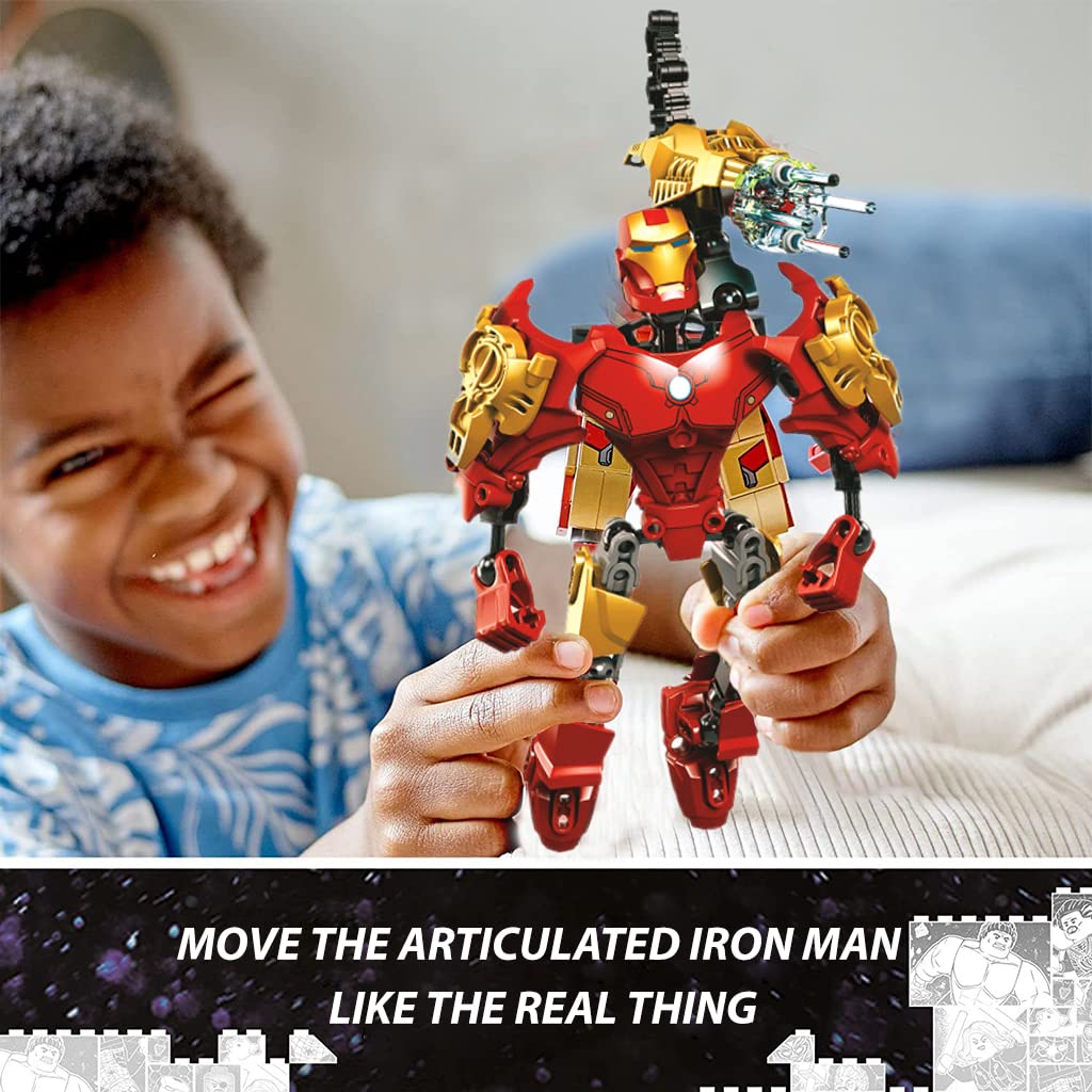 HASTHIP Avengers Toys for Boys featuring DIY Assembly Iron Man Action Figure | ABS Building Blocks for Kids Gift and Desktop Decoration