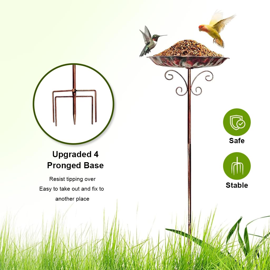 HASTHIP Metal Bird Bath for Outside with Vintage Lotus Leaf Design and 30.3 in Stand