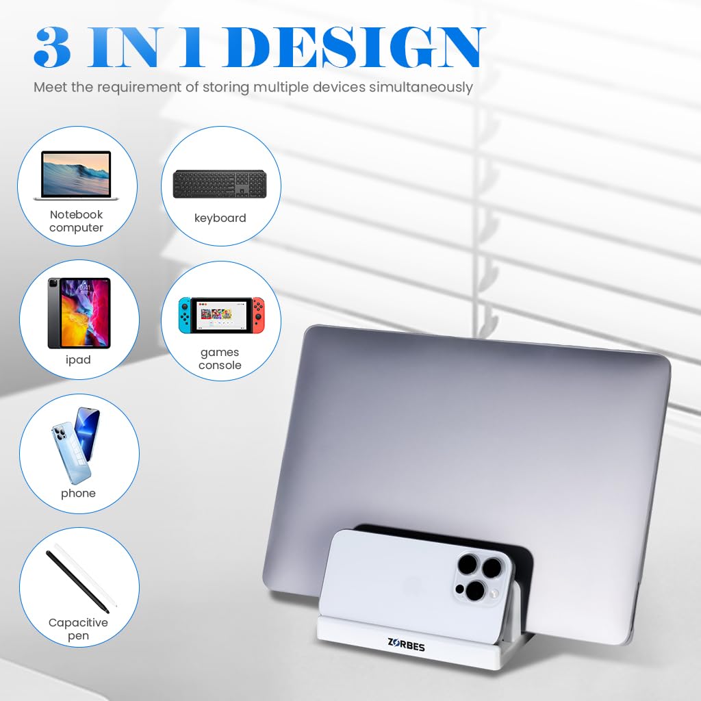 ZORBES Desk Laptop Stand for Home and Office featuring Adjustable 3‑16 in Spacing | Rugged ABS with Anti Slip Base