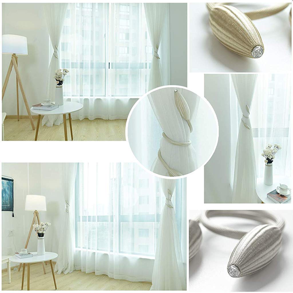 HASTHIP Curtain Tiebacks for Draperies with Magnetic Adjustable Design 58cm Coffee Brown | Pack of 4
