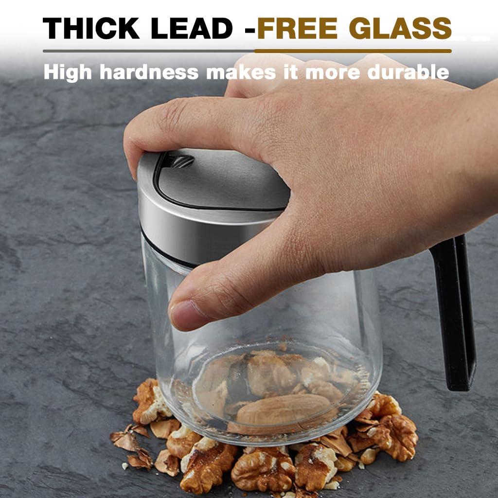 Supvox Spice Containers for Kitchen Storage with 4 Glass Jars 350ml & 360° Rotating Base