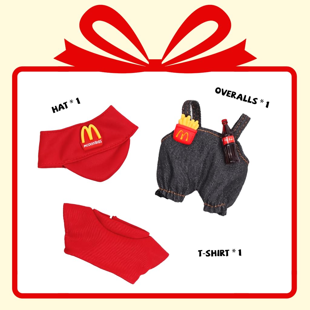 FANCYKU Collectible Figure Clothes for 4-6 Inch Monster Dolls with Jumpsuit and Red Shirt | Cute Mini Ensemble for Display and Collector Styling