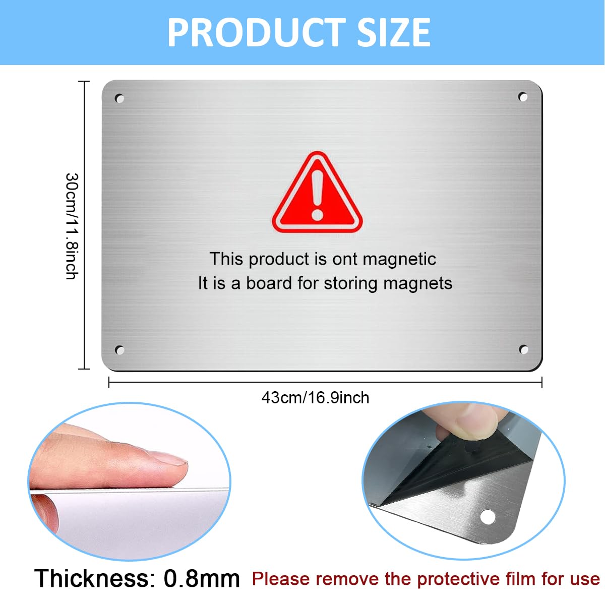 OFIFO Magnetic Board for Wall with Dual Installation and 16.9 x 11.8 in Steel Surface | Home and Office Display