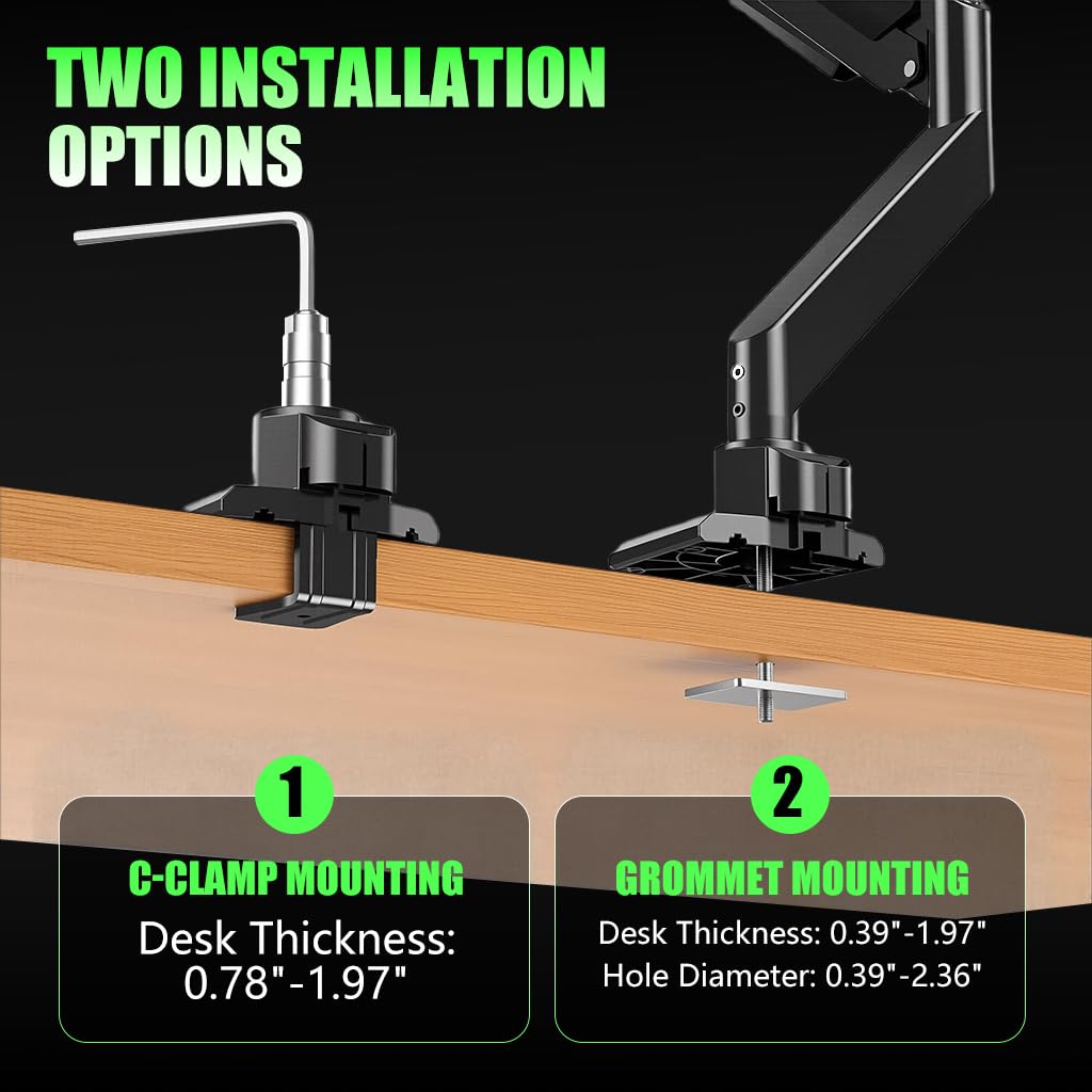 Verilux Monitor Mount for 32–49 Inch Displays with Flexible Arm and Desk Clamp | Aluminum Alloy