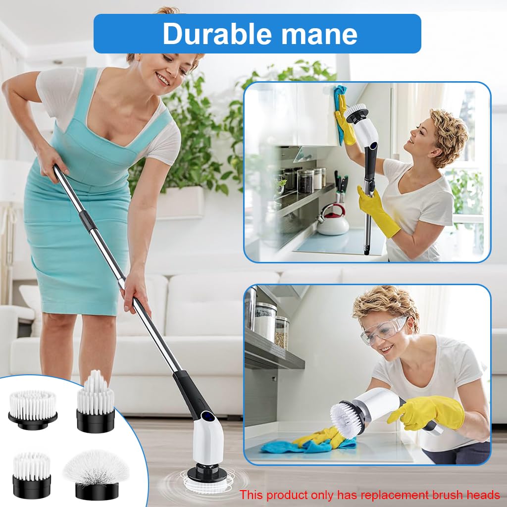 Supvox Replacement Scrub Brush Heads for Multi Surface Cleaning with Nylon Bristles | 4 Pcs Set