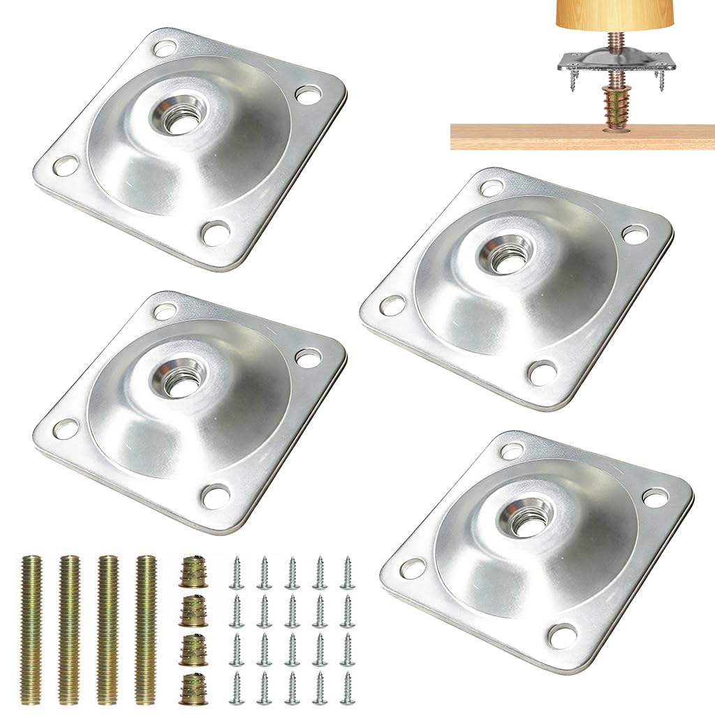 Serplex Wooden Table Leg Mount Plate Kit for DIY Furniture with 48x48mm Metal Brackets