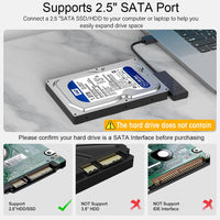 ZORBES® SATA to USB 3.0 Adapter, USB to SATA Adapters 2.5" SSD to USB SATA III Hard Drive to USB Adapter Cable, USB A SATA Cable External Converter Compatible with2.5 Inch HDD and SSD Data Transfers