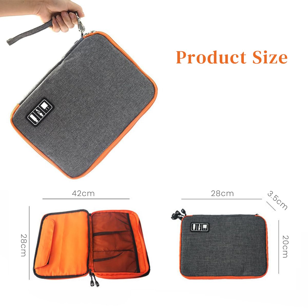 ZORBES Electronics Accessories Organizer Bag for Travel with Triple Layer Storage and Waterproof Oxford Fabric