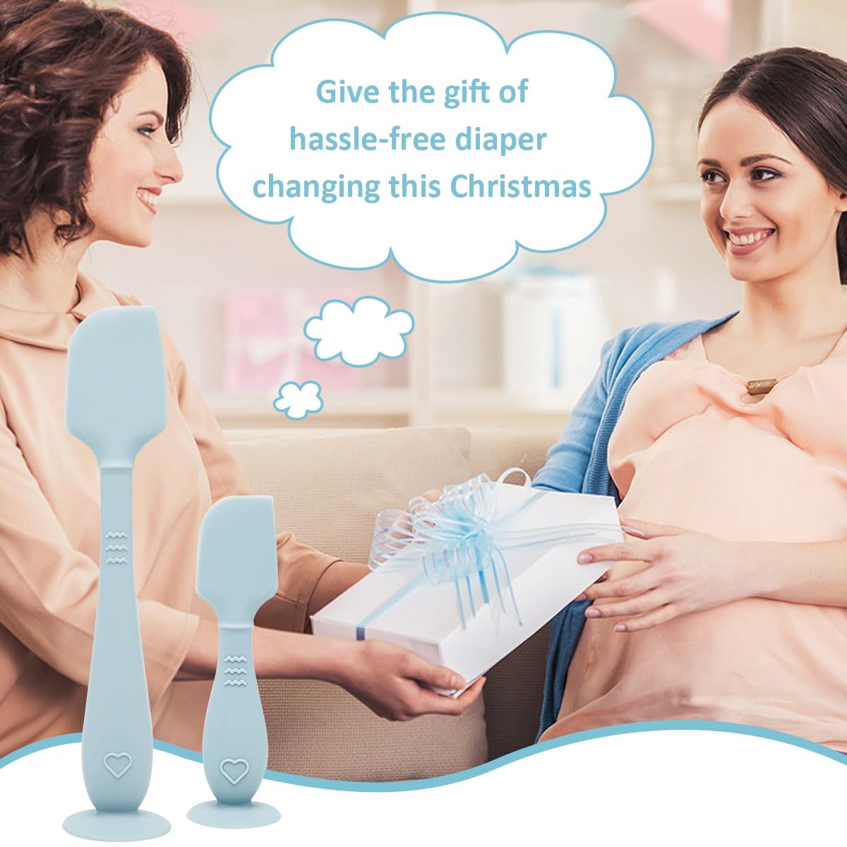 SNOWIE SOFT diaper rash cream spatula set for babies featuring suction cup base and soft silicone design