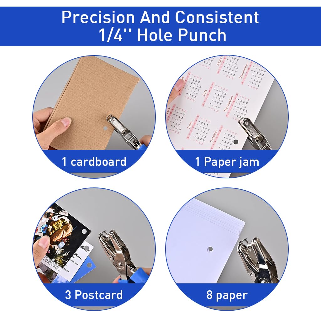 Supvox® Single Hole Punch Paper Punch 1/4'' Paper Hole Puncher Rubberized Handle Small Hole Puncher for Inserting Papers into Binders, Scrapbooking, Fastening Pages