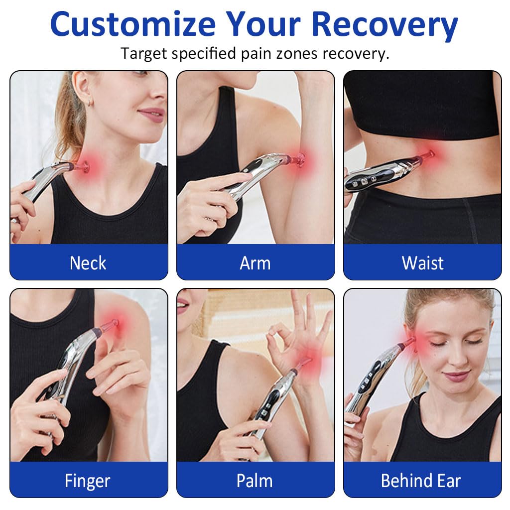 HANNEA Electric Acupoint Pen for Pain Relief with 9 Levels Strength and 5 Massage Bits | USB Rechargeable Therapy Tool