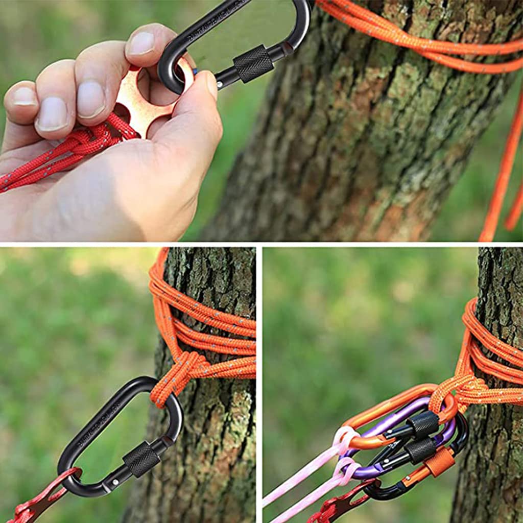 ZIBUYU Keychain Carabiner Clip Hook for Camping with Safety Lock and 10PC 8 cm Aluminum Alloy Design