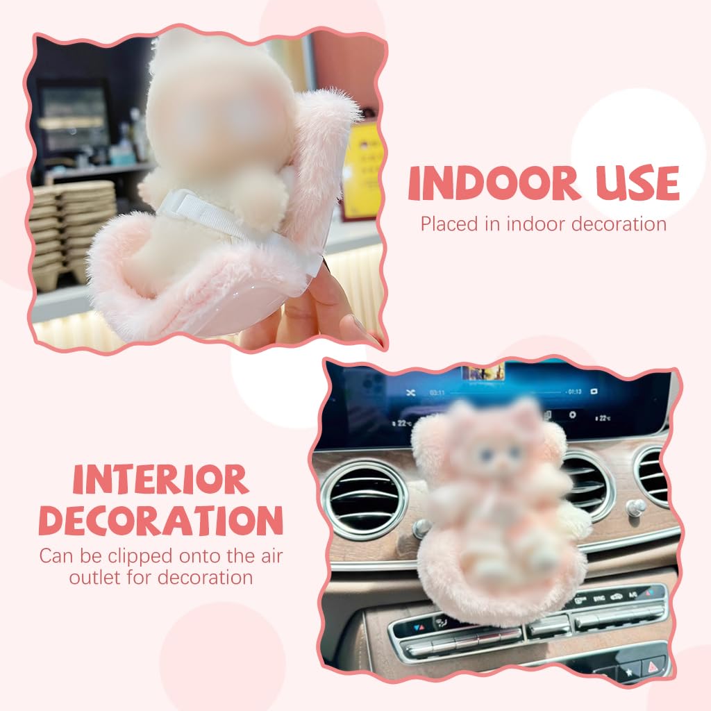 PATPAT Doll Car Seat for 4 inch Dolls with Air Vent Clip and Safety Belt | Pink Plush Stand