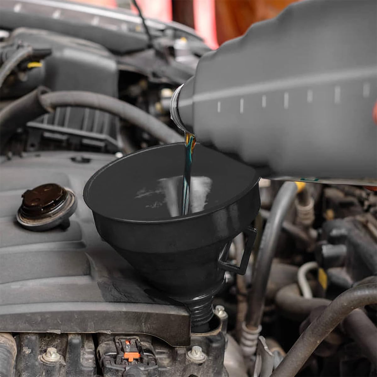 STHIRA Oil Transfer Funnel Set for Automotive Use with Filtration Sieve and Flexible Pipes