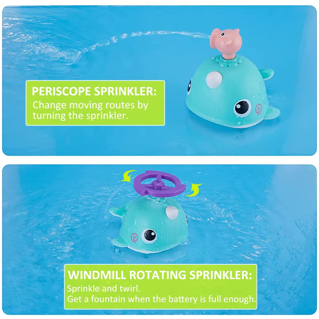 PATPAT® Bath Toys for Baby for 0-3 Years, Cute Whale Spray Water Toys for Kids Bath with Electric Shower Head, Bathing Swimming and Floating Toys for Boys&Girls, Shower Toy for Toddler Bathtime