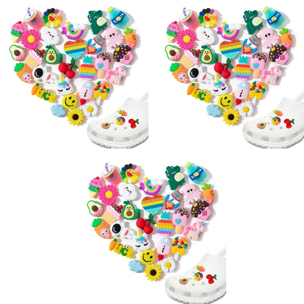 MAYCREATE Slipper Charms for Clogs with 90 Cartoon Designs and Snap Attachment | Rubber Decor for Girls