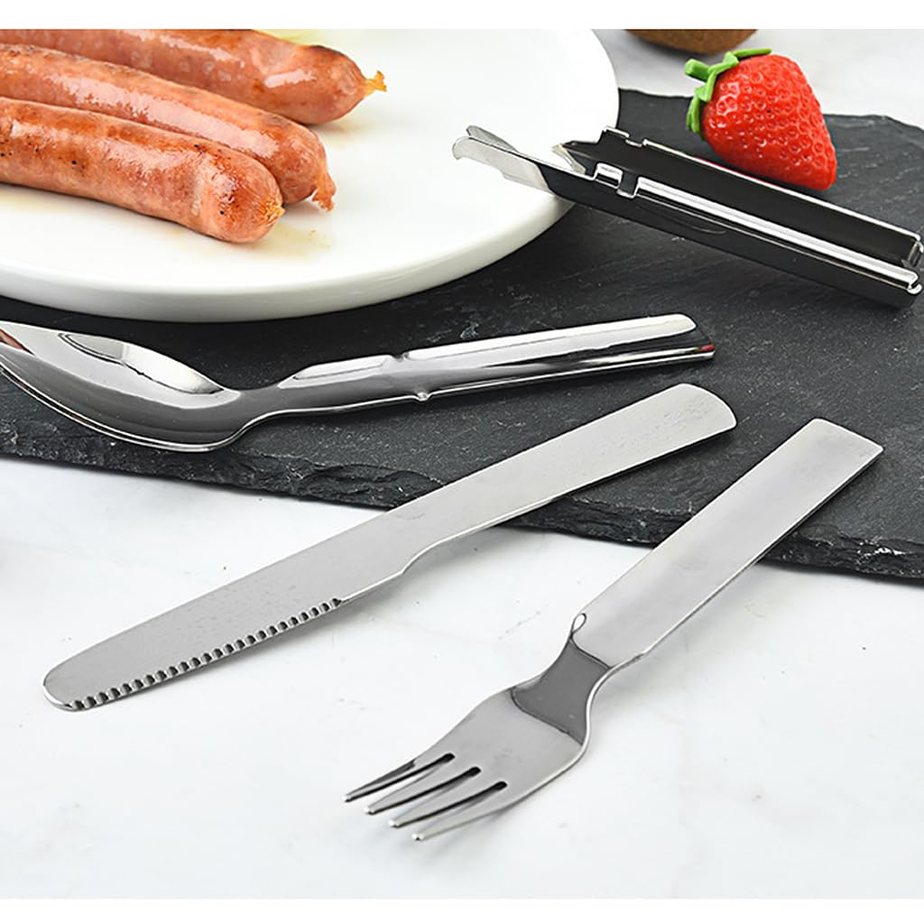 Supvox Portable Flatware Set for Camping and Travel featuring 4 in 1 Spoon Fork Bottle Opener