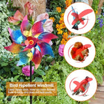 HASTHIP® 5Pcs Bird Repellent for Balcony, Colorful Reflective Pinwheels Pigeon Scarer, Ornamental 8-blade Windmill Anti Bird Device for Roof Edge, Fence, Garden Yard Lawn