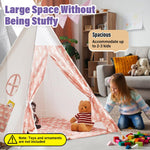 PATPAT® Kids Play Tent House for Kids City Camp Cartoon Print Game Tent House for Kids Play House for Kids, with Bunting, Carpet, Play Tent for 2-3 Kids Party Favor Ideal Gift for Boys and Girls, Pink