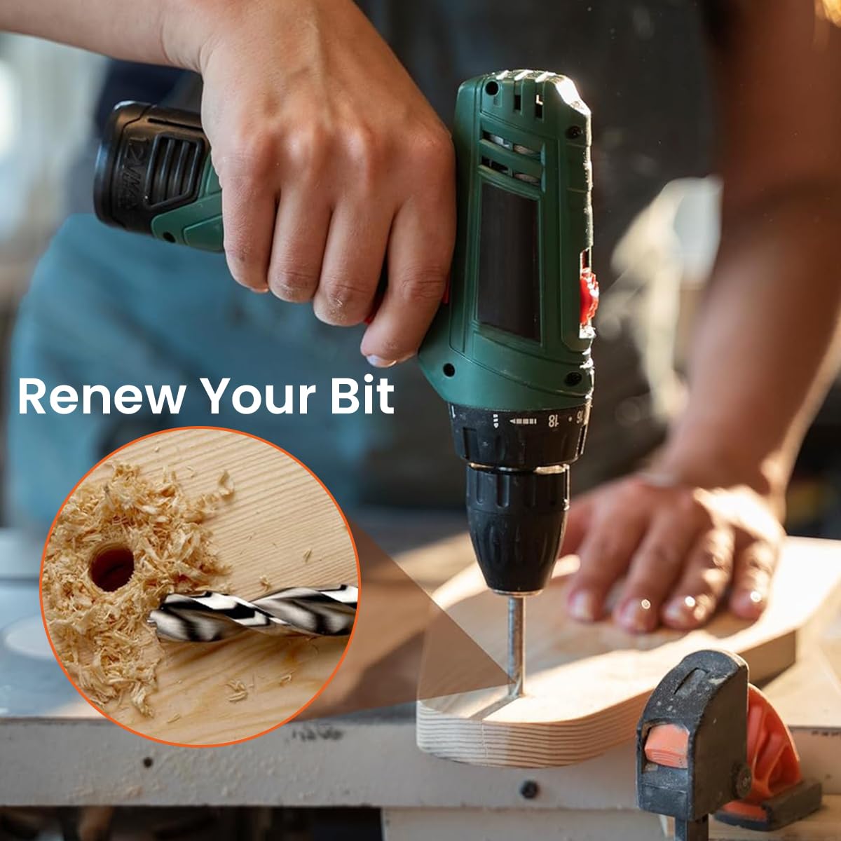 Serplex Drill Bit Sharpener for Power Drill with Replaceable Diamond Wheel for 2–16mm Bits