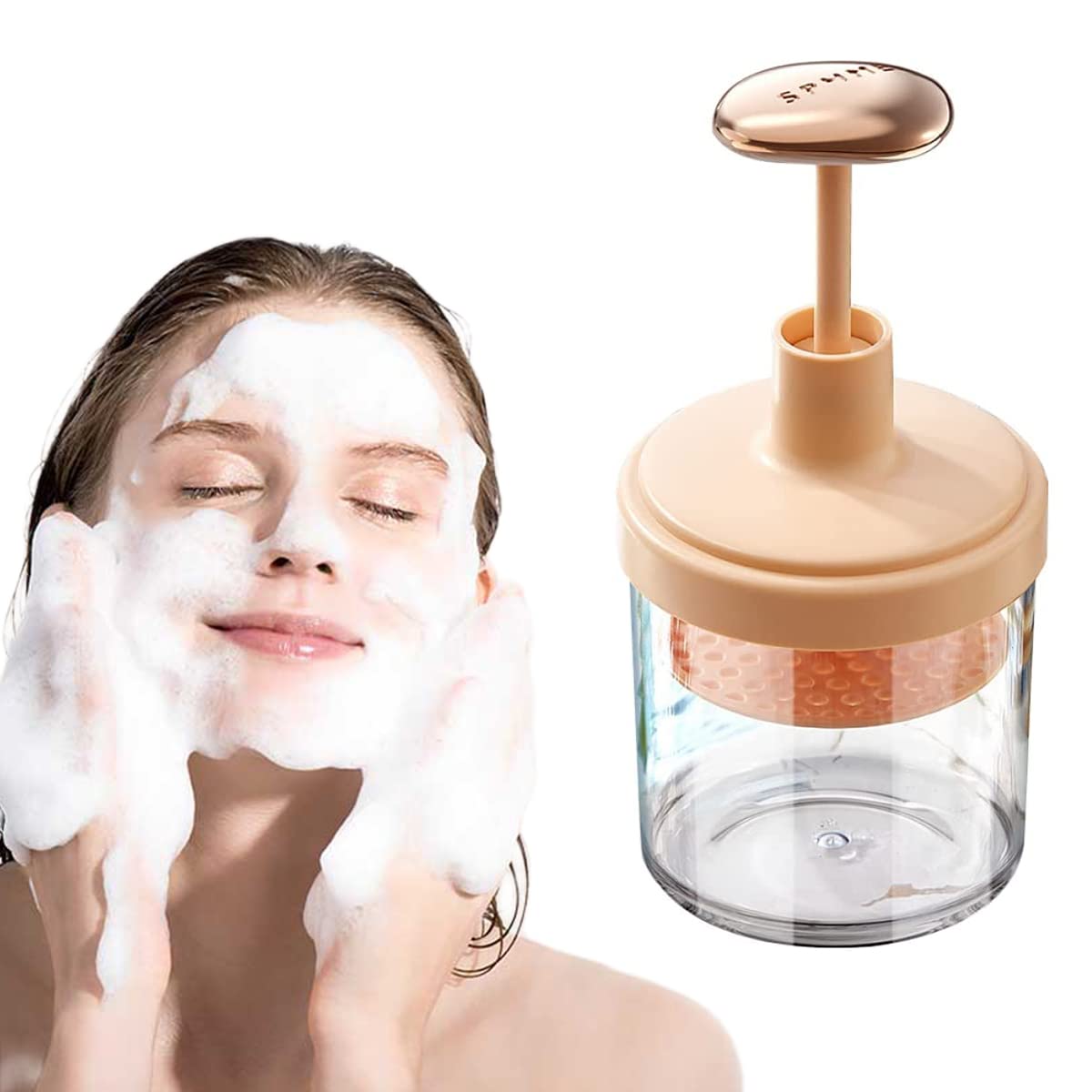 MAYCREATE Face Wash Foam Maker Bottle Rich Cream Face Cleanser Foamer with Press Handle, Household Foaming Bottle Foam Maker for Face Wash, Facial Cleaning Skincare Tool