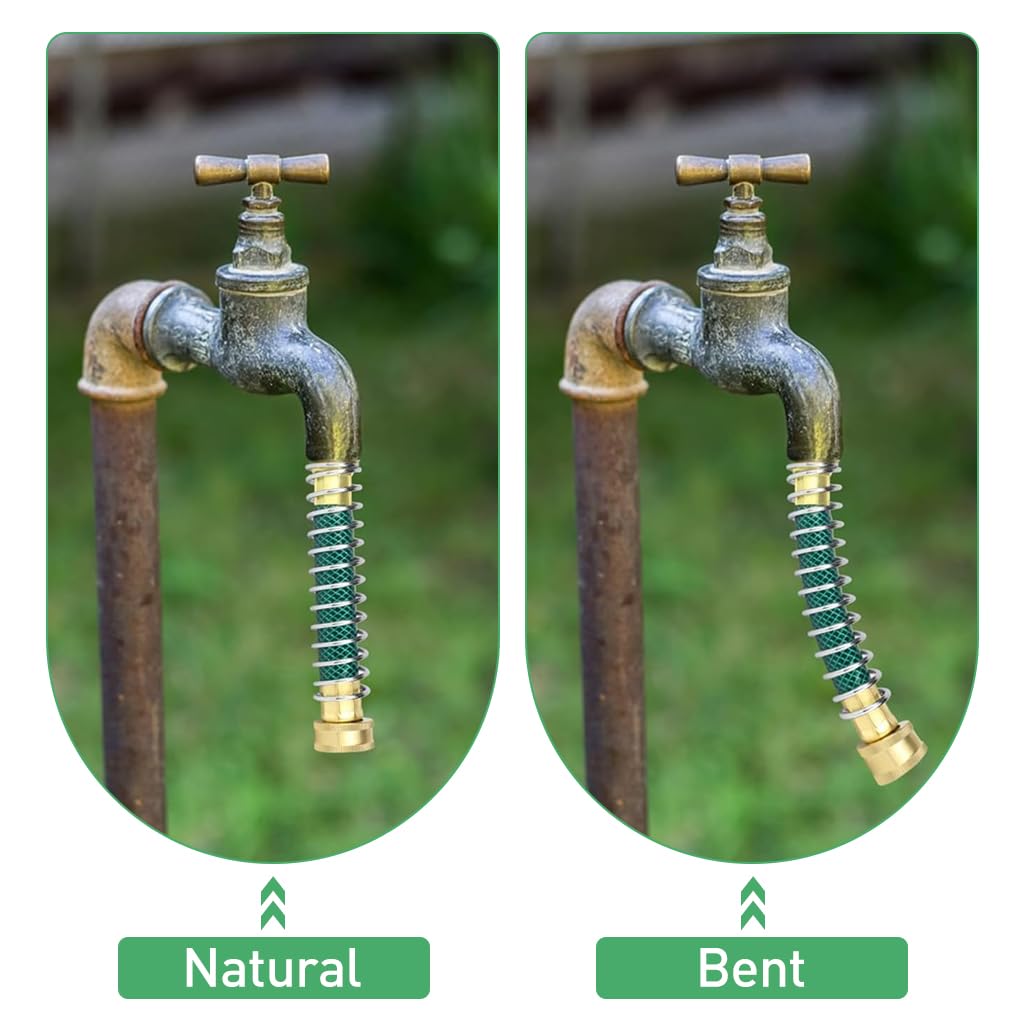 HASTHIP Garden Hose Connector Adapter for Faucets with 5.7 in Extender and Coil Spring | Brass