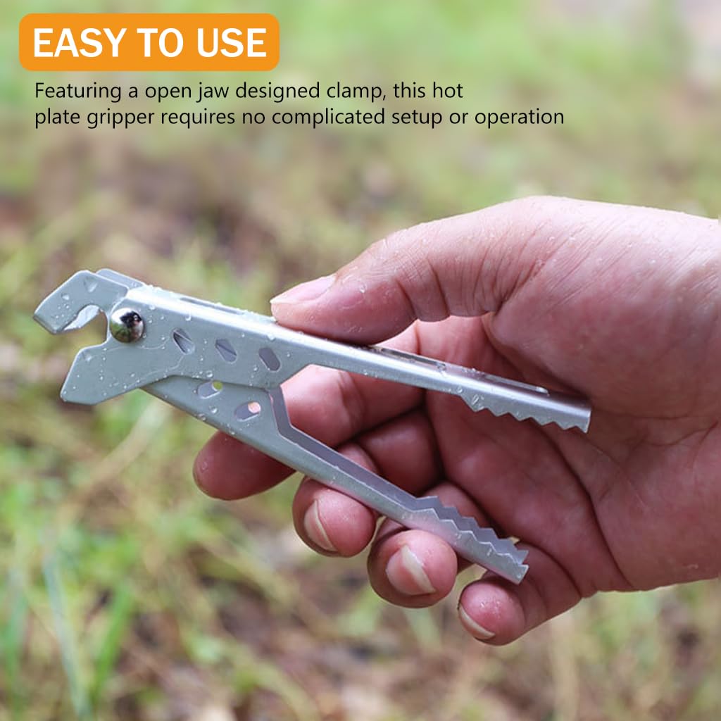 Supvox Kitchen Pot Gripper 4.8 in for Hot Plates and Pans with Ergonomic Handle | Aluminum Alloy Anti Scalding Clamp