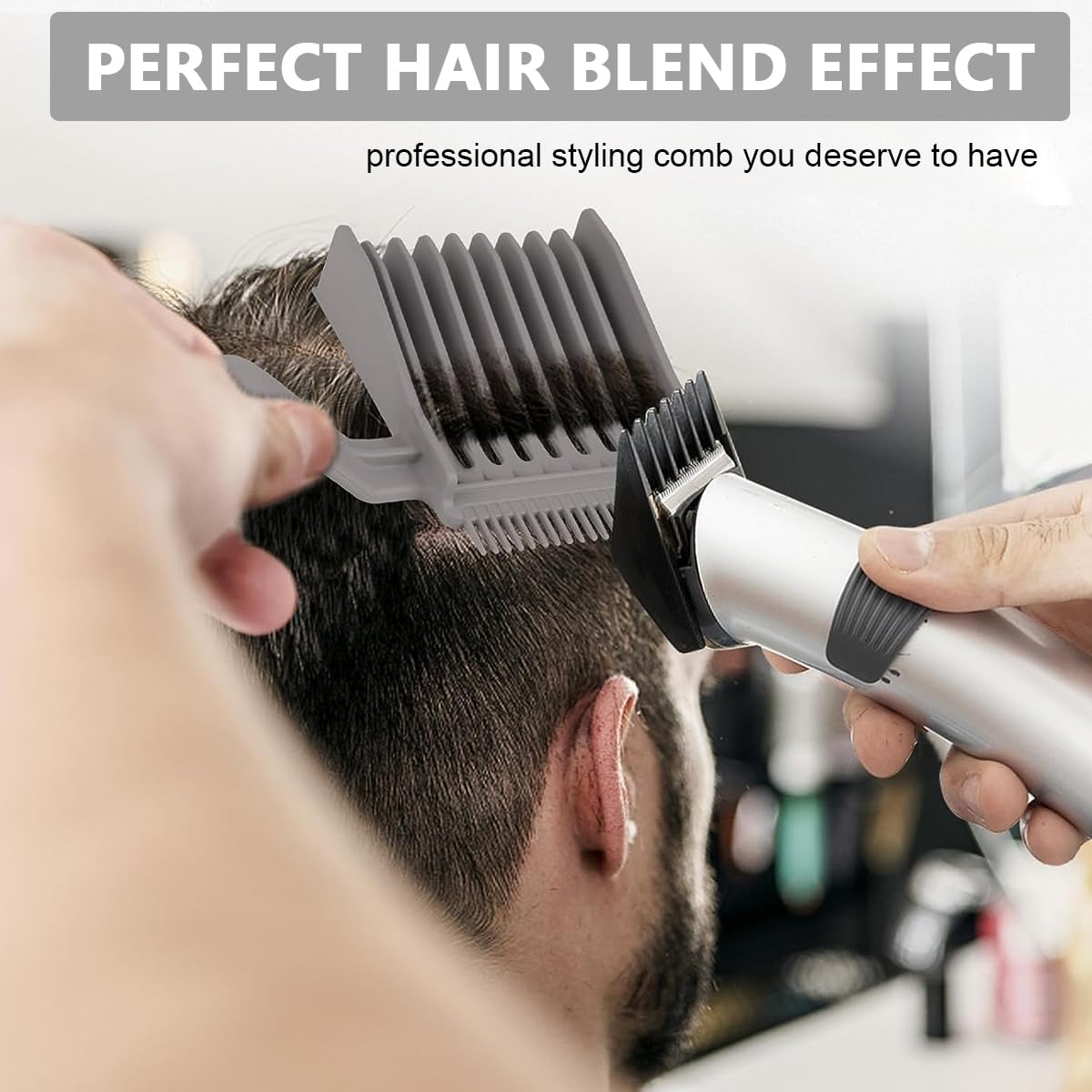 Venzina® Barber Comb Fade Combs Professional Hair Cutting Comb Heat Resistant Haircut Styling Tool With Dual Teeth, for Precision Cuts & Styling, Home or Salon Use - Grey