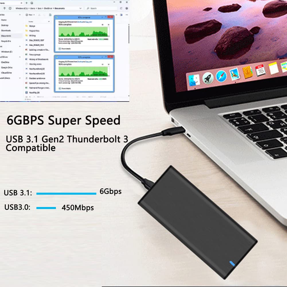 Verilux SSD Enclosure for M.2 SATA NGFF Drives with USB C 3.1 Gen 2 Interface | Aluminum Alloy Case Fits 2230 2242 2260 2280 Up to 2TB