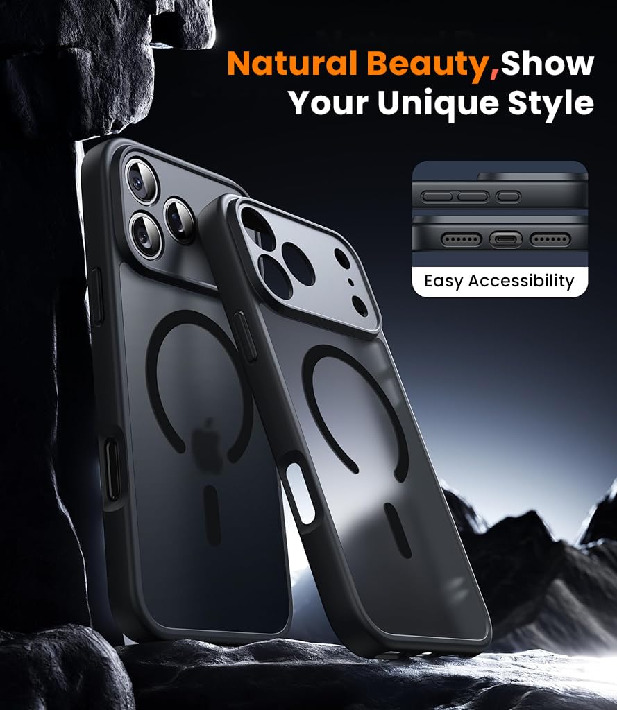 ZORBES iPhone 17 Pro Max Case with Magnetic Ring and Camera Lens Protection | Matte TPU Cover