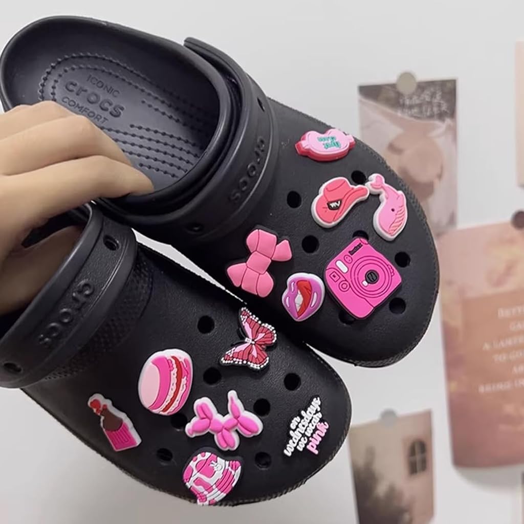 HASTHIP Shoe Decoration Charms for Clogs and Sandals featuring 35pcs Rubber Pink Set | Fun Accessories for Kids and Adults