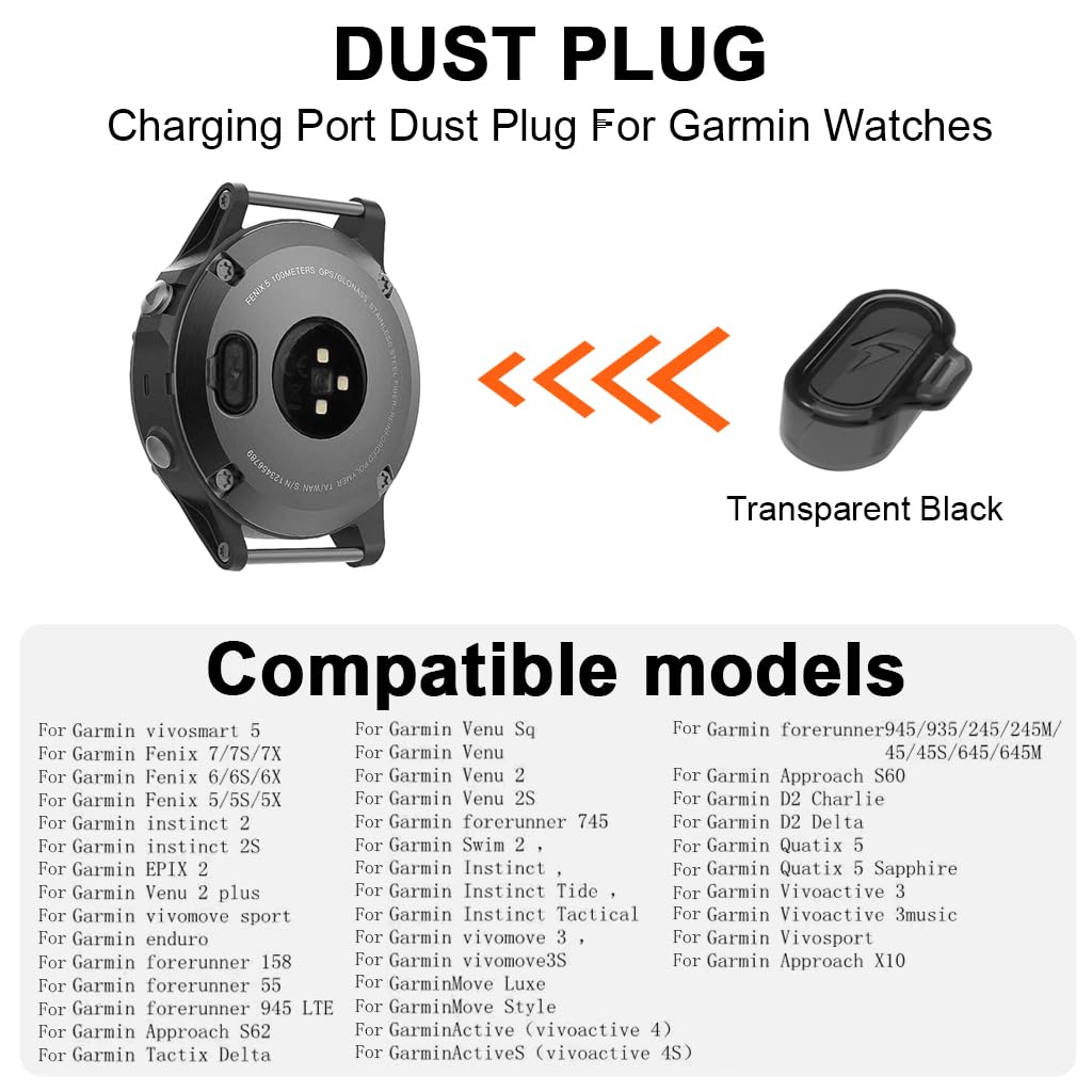 ZORBES Charger Port Protector for Garmin Fenix Series featuring Anti-Lost Fit | 10 Pack Silicone Dust Plug