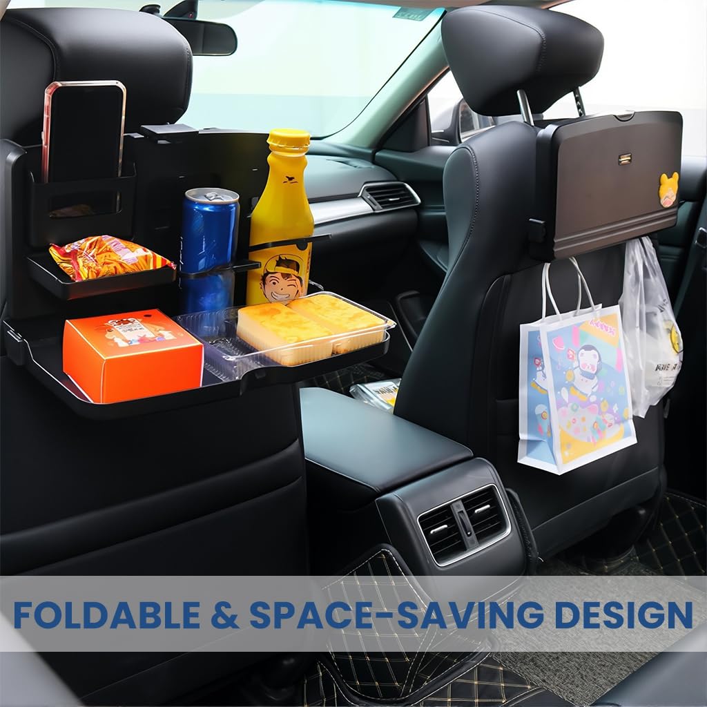 ZIBUYU Car Folding Table for Backseat Use with Adjustable Height & Angle | 34x20x3.5cm ABS Tray
