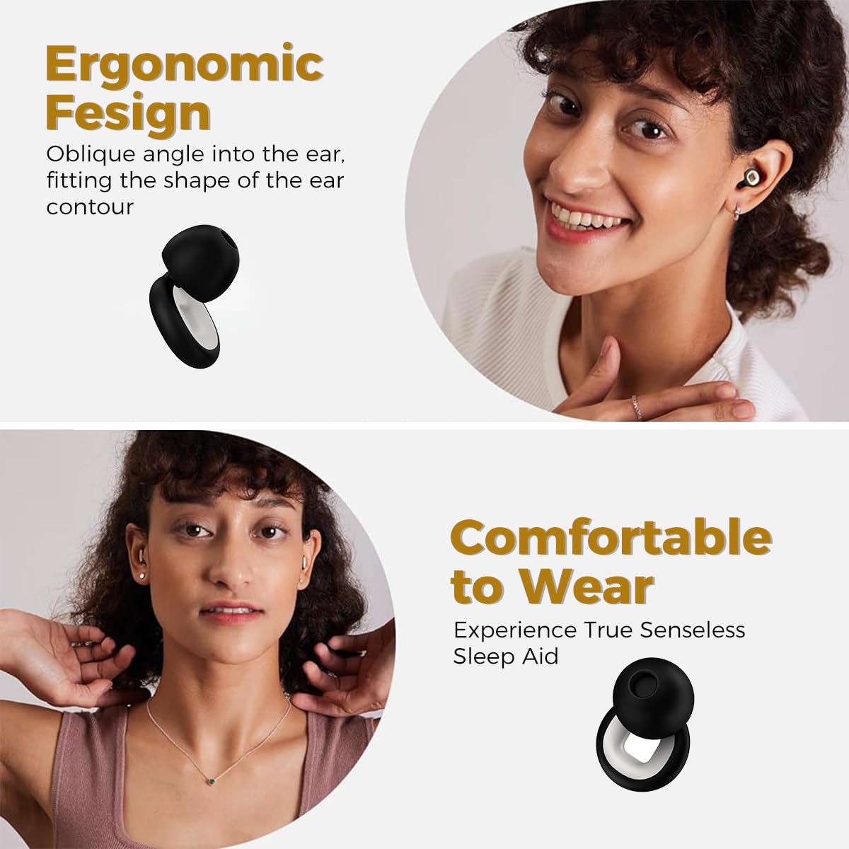 ZIBUYU Ear Plugs for Sleeping with Soft Silicone Noise Reduction | Reusable Black Set