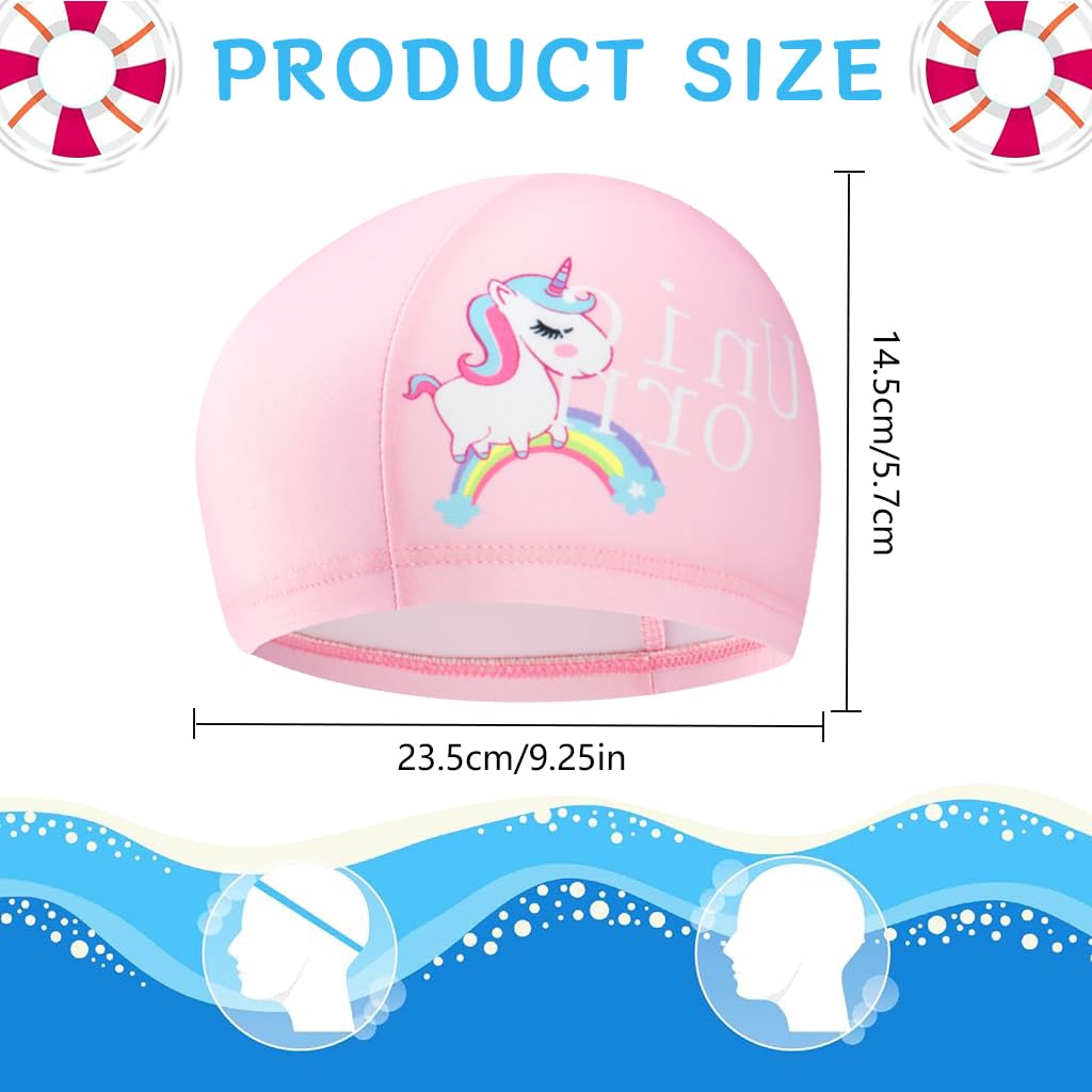 Proberos Swimming Cap for Kids with PU Coating and 23 cm Opening | Waterproof Elastic Fit