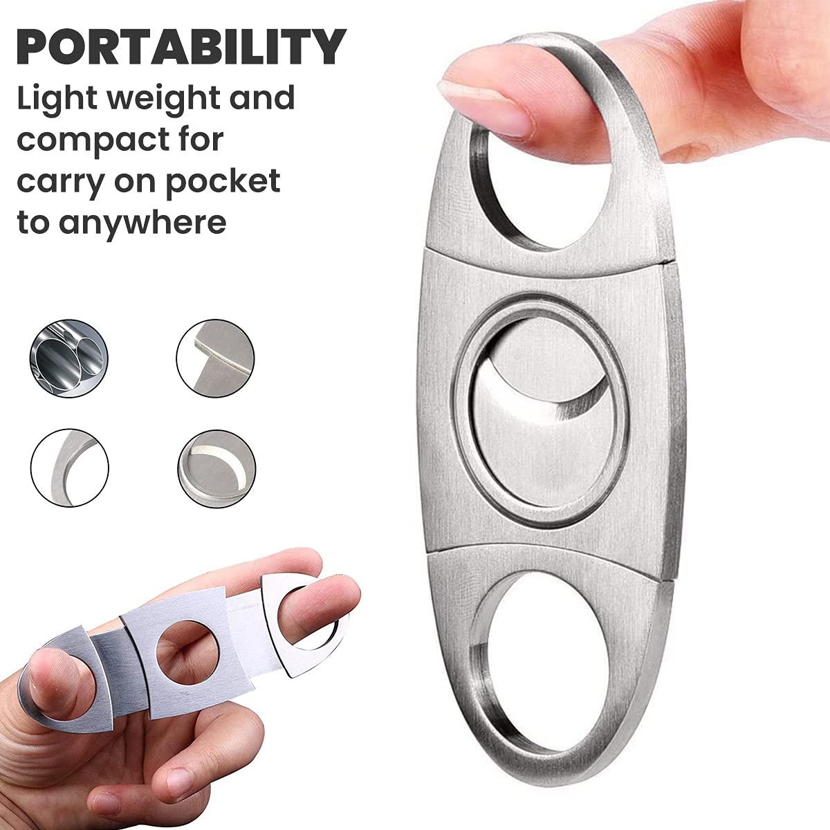 Supvox  Stainless Steel Pocket Cigar Tool Cigar Cutter with Double Guillotine Cutter Blades Nipping Off The end of Cigar for Most Size of Cigars (Multicolour)