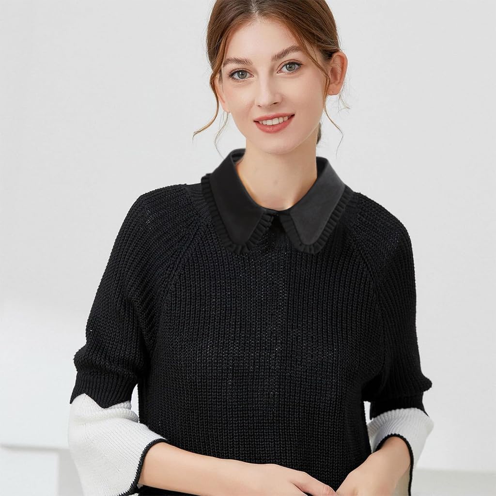 PALAY® Women Fake Collar for Shirt Button Up Black Shirt Collar for Dress Blouse Women Fake Collar Black Shirt Collar for Tops