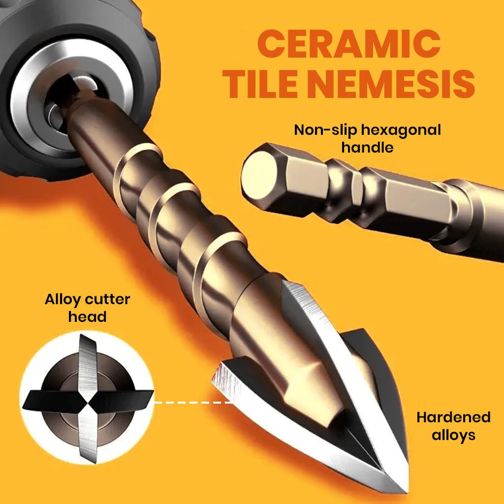 Serplex Drill Bit Set 7pcs 3mm to 12mm for Glass Tile and Concrete | Featuring Carbide Tips and Spiral Flute Design