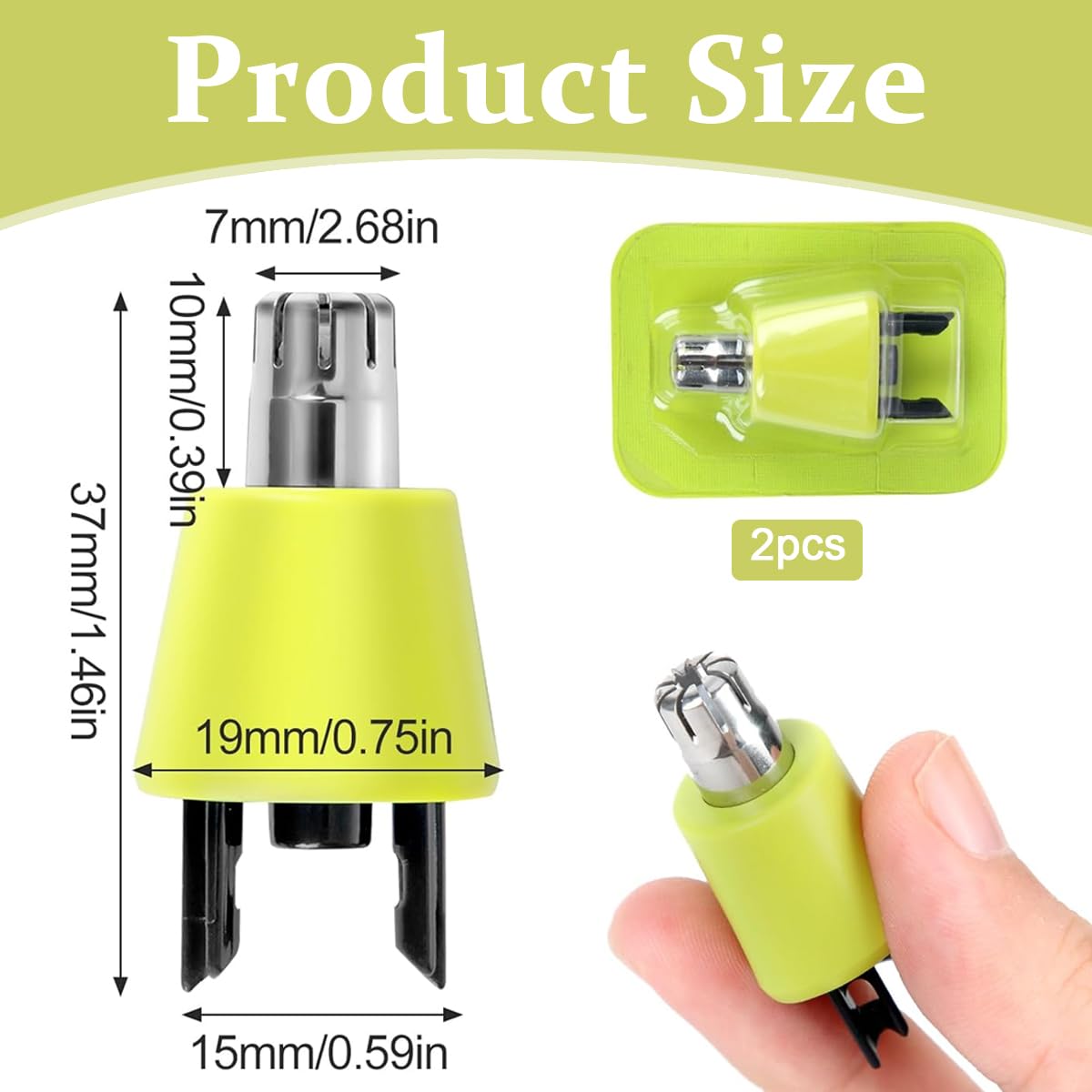 ZIBUYU Nose Hair Trimmer Replacement Blades with 360° Dual Blade System | 2 pcs Stainless Steel Heads for Philips Norelco OneBlade