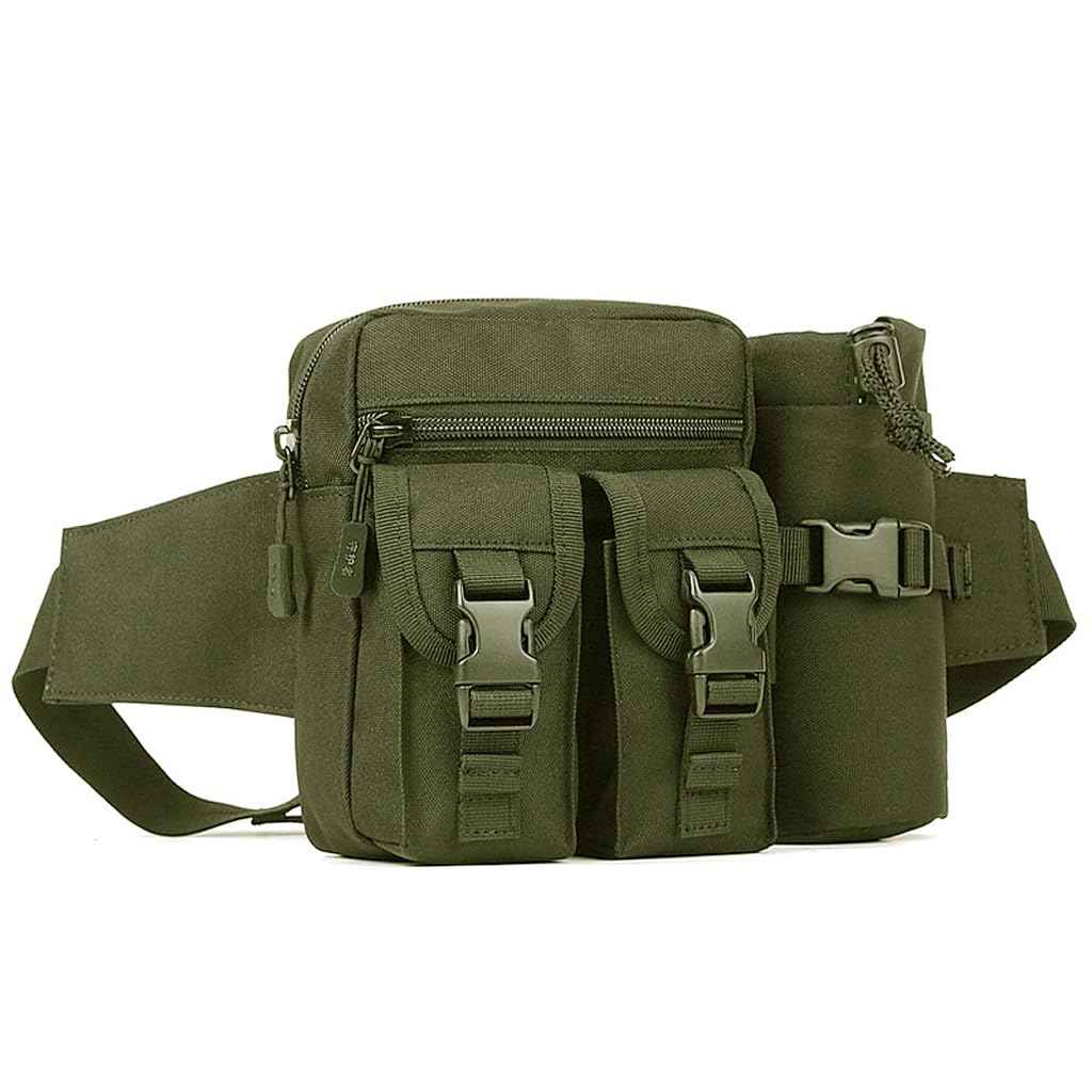 GUSTAVE Waist Bag for Hiking and Camping with Removable Water Bottle Bag | Oxford Cloth Green
