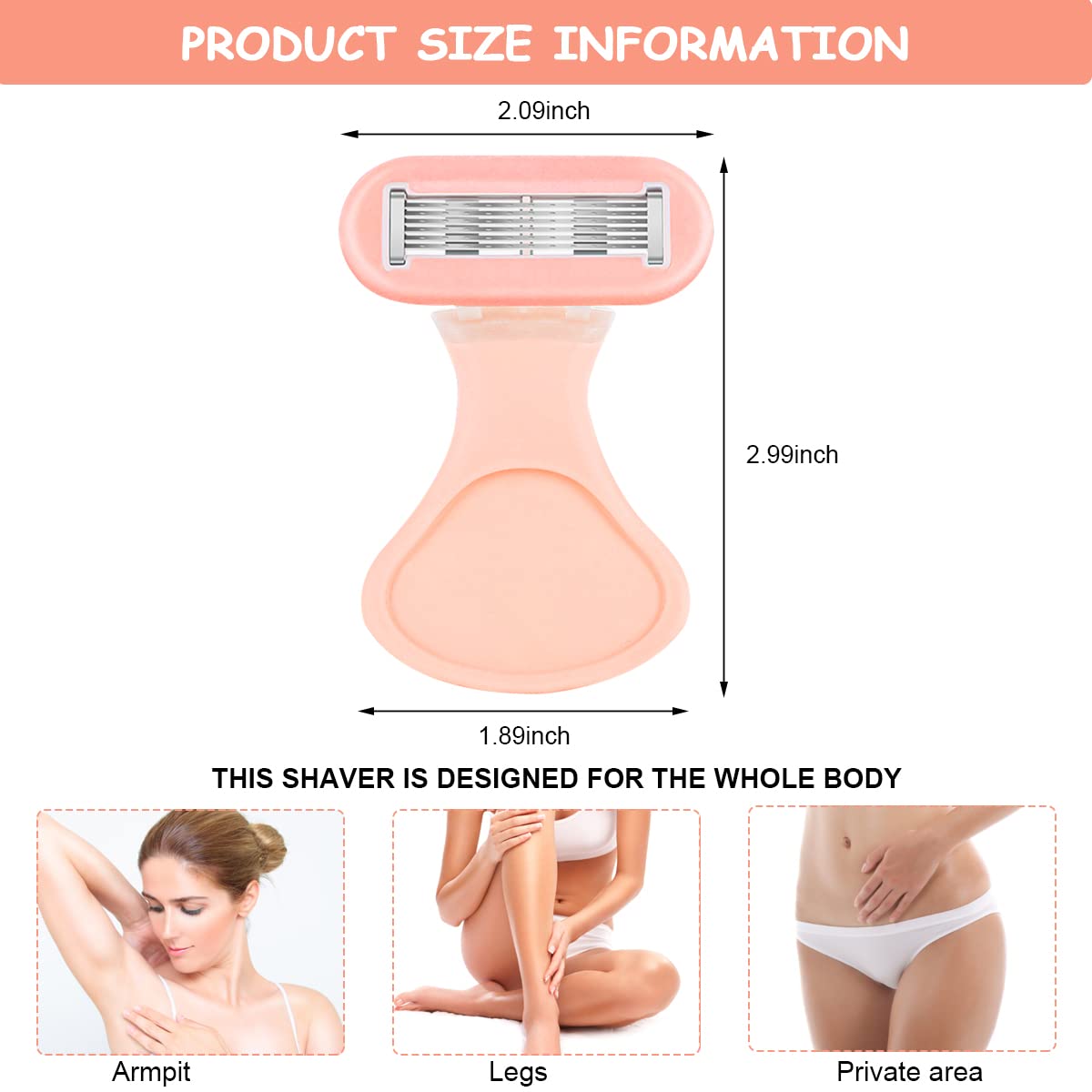 ELEPHANTBOAT Razor for Women with 6 Stainless Steel Blades and 55° Rotatable Head | Travel Case Shaving Kit