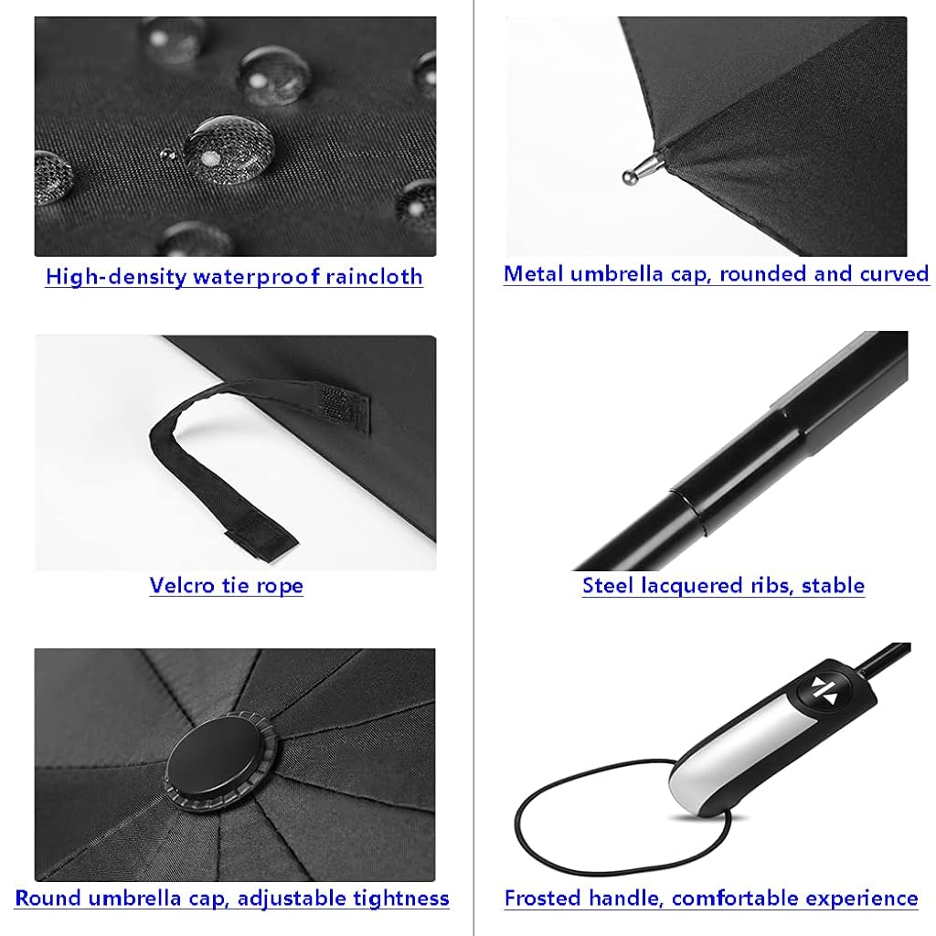 ZIBUYU® Big Umbrella For Rain&Sun Protection - Automatic Large Size Foldable Umbrella With Travel Cover For Man And Women Waterproof And Uv Resistant - 3 Fold Windproof Umbrell