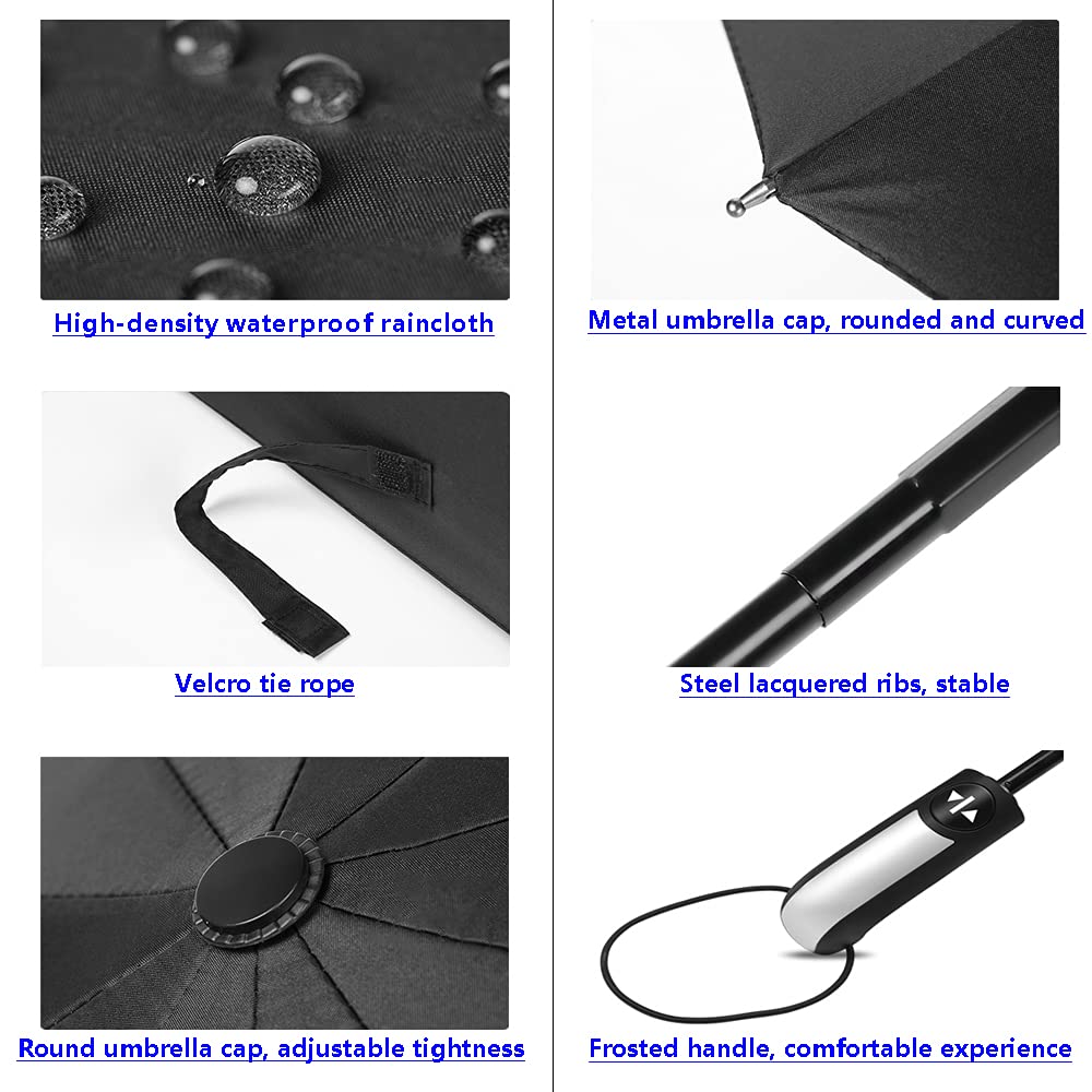 ZIBUYU Rain Umbrella for Men Women Big Size 3 Folds with Auto Open and Close Black Umbrella for Women, Men, Kids, Girls, Boys Sun Protection Umbrella All Season Use (23 inch) - 1 Pcs