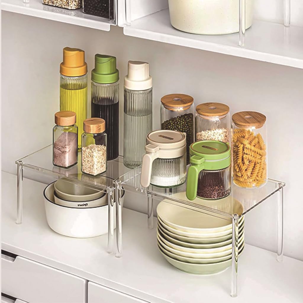 HASTHIP Acrylic Cabinet Organizer for Kitchen Pantry Storage and Stackable Shelves | Desk Countertop Organization