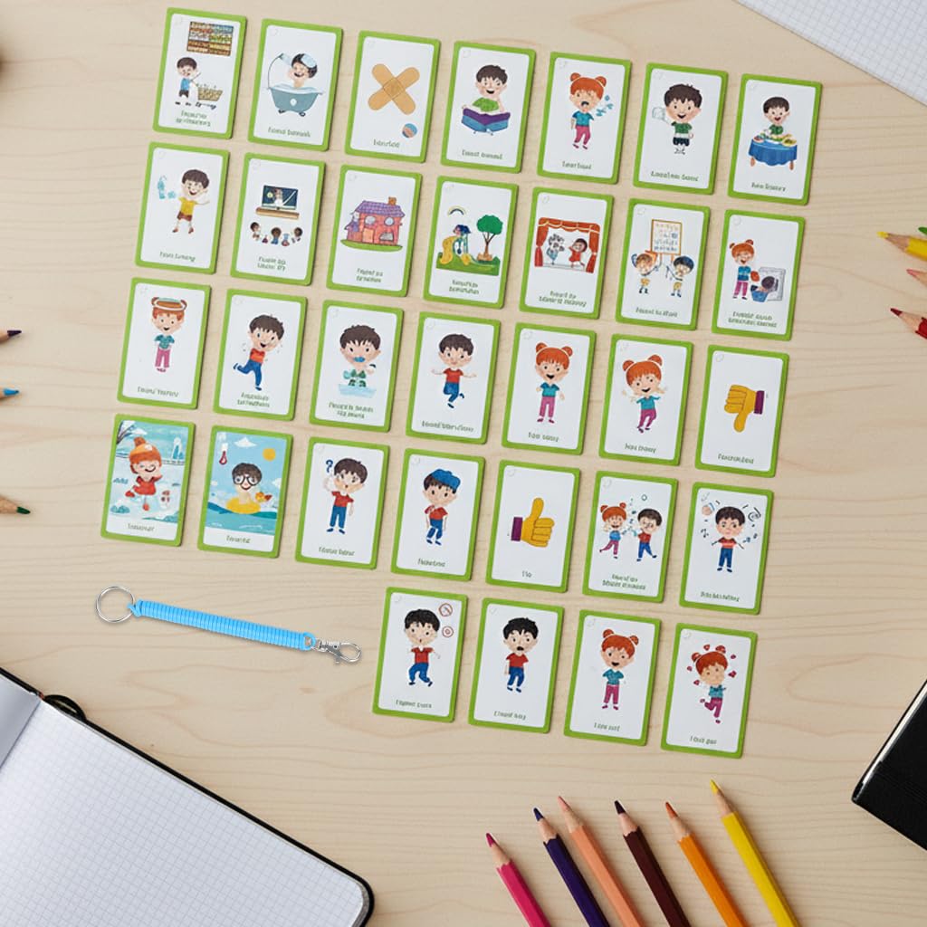 HASTHIP Communication Cards for Special Needs with 32 Flash Cards | Autism Visual Aid