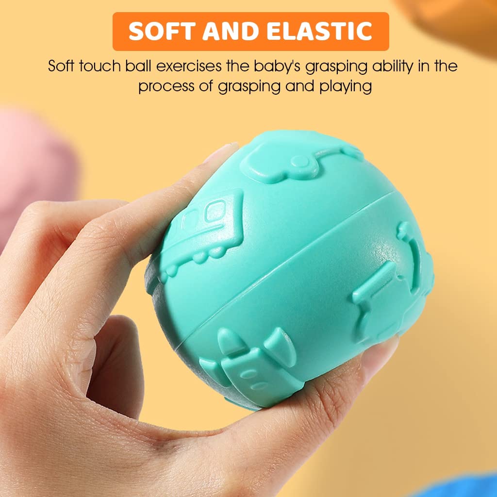 PATPAT Squeeze Ball Toys for Baby Sensory Play with 6 Color Balls and Flash Cards | Visual Development