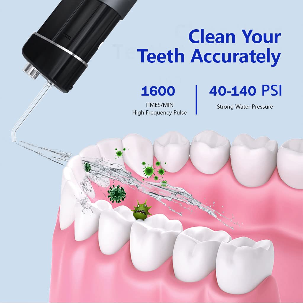 HANNEA Water Dental Flosser for Teeth with 200ml Tank and 3 Modes | Rechargeable IPX7 Cordless Oral Irrigator