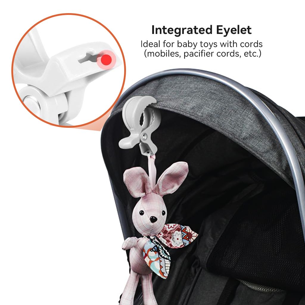 SNOWIE SOFT Utility Clips for Strollers with Spring Clamp Grip 6 Pcs ABS Pegs | Versatile Use