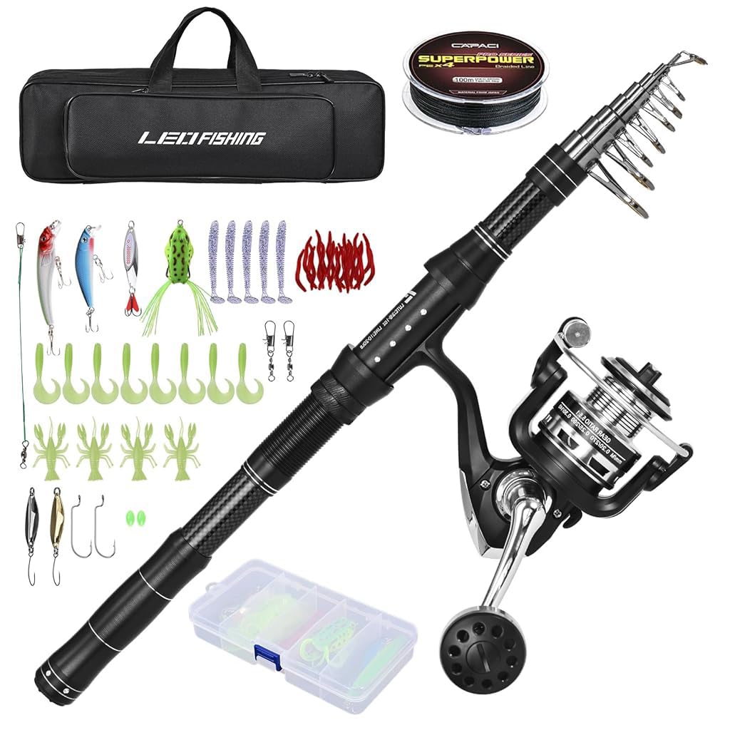 Proberos Fishing Rod Full Set for Freshwater and Saltwater with 8.9 ft Carbon Fiber Rod | 5 kg Load Capacity and Smooth 5.5:1 Spinning Reel