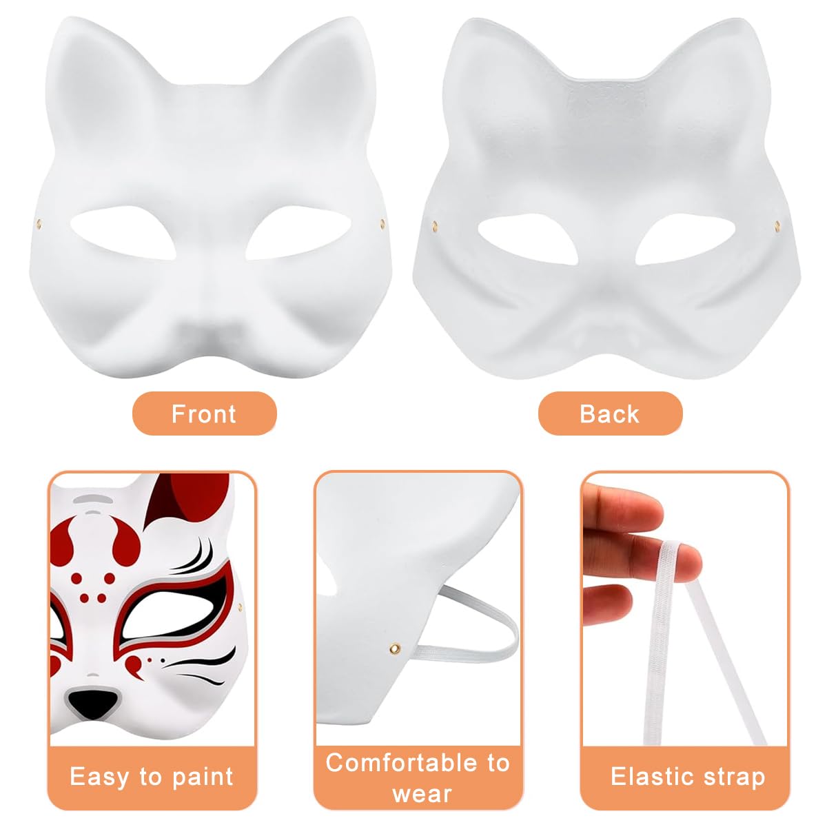 PATPAT Cat Mask DIY Set for Halloween Crafts with 5pcs 18x17 cm Pulp Masks & Tassel Charm
